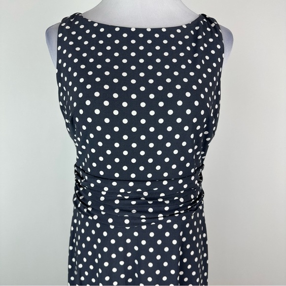 Lauren Ralph Lauren Gray White Polka Dot Jersey Dress Size 10 - Picture 2 of 10